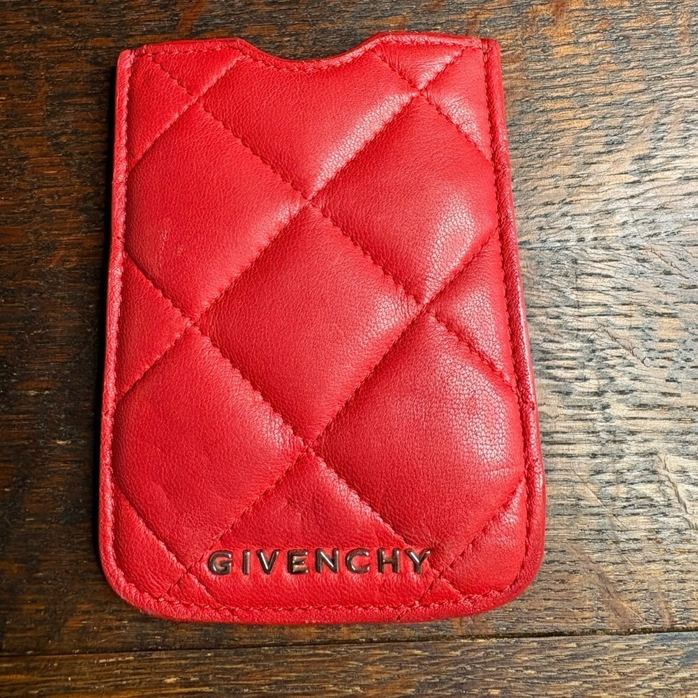 Authentic Vintage Givenchy Red Quilted Leather Pouch Card Holder